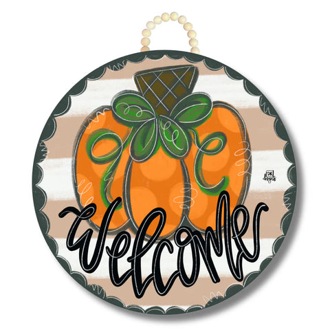 Tan Pumpkin Door Hanger