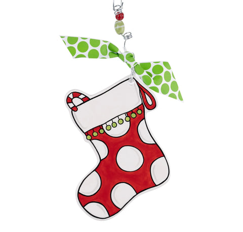 GLORY HAUS Polka Dot Stocking Flat Ornament