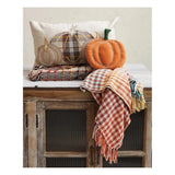 Lumbar Pillow with Appliqué Pumpkins & Chambray Back