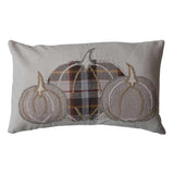 Lumbar Pillow with Appliqué Pumpkins & Chambray Back