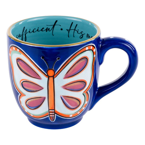 GLORY HAUS Blue Butterfiles Mug