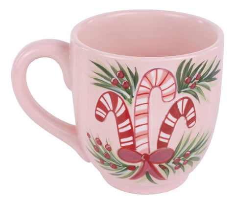 GLORY HAUS Candy Canes and Holly Mug