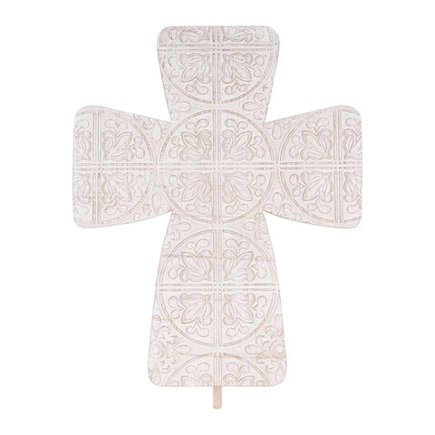 GLORY HAUS Embossed White Cross Topper