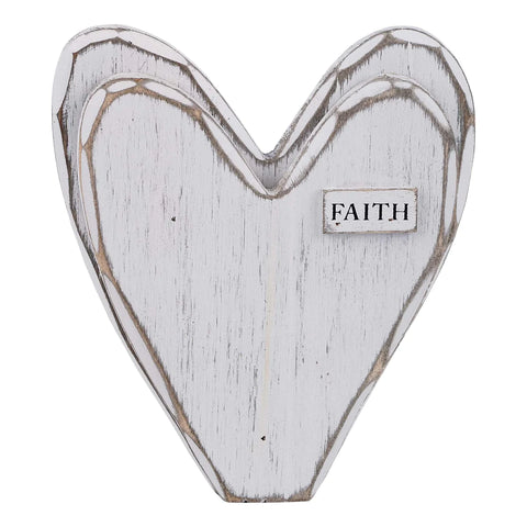 GLORY HAUS Faith White Wooden Heart