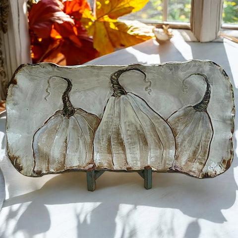 Antique 3 Pumpkin Platter