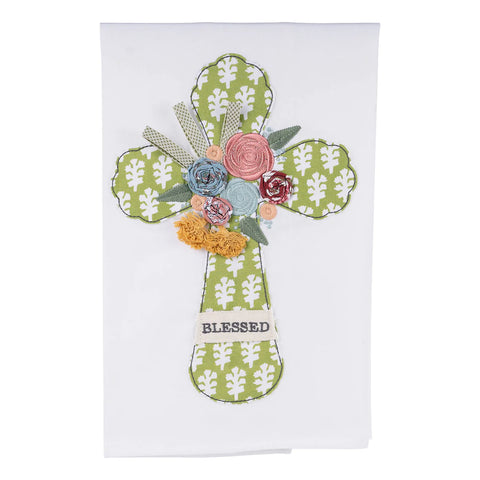 GLORY HAUS Flower Blessed Cross Tea Towel