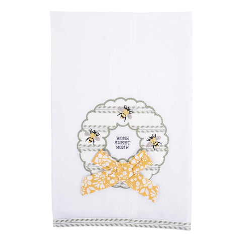 GLORY HAUS Home Sweet Home Bee Wreath Tea Towel