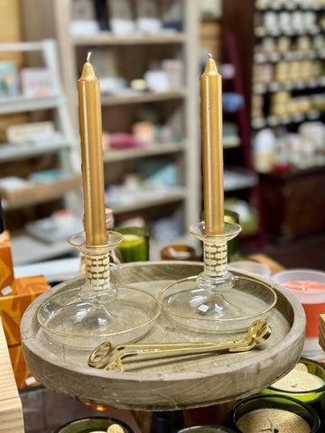 Glass Taper Candle Holders - Set of 2