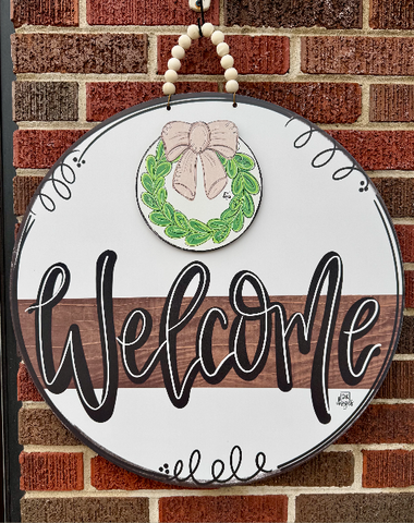 Welcome Door Hanger with Wreath Mini