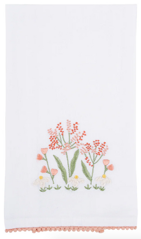 GLORY HAUS Pink Wildflowers Tea Towel