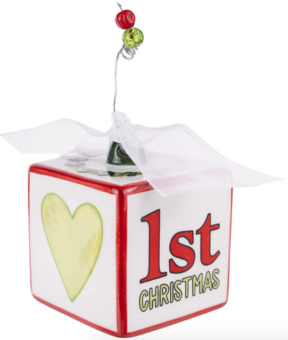 GLORY HAUS Baby's 1st Christmas Block Ornament