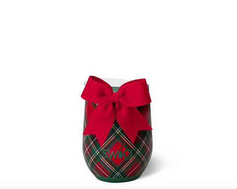 SWIG Christmas Plaid Stemless Wine Cup 12oz
