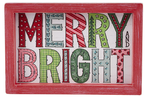 GLORY HAUS Colorful Merry and Bright Small Framed Board