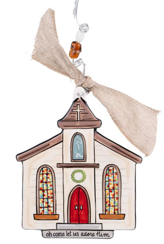 GLORY HAUS Let Us Adore Him Church Flat Ornament