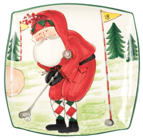 VIETRI Old St. Nick Square Platter - Golfing