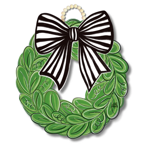 Black and White Bow Wreath Door Hanger