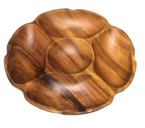 Acacia Wood Chip and Dip Large with 7-Sections