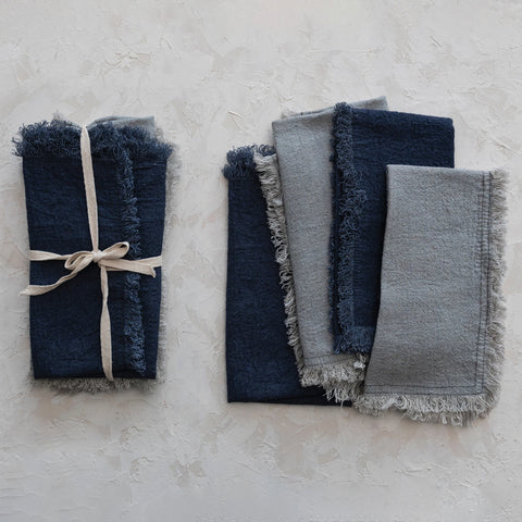 Linen Blend napkins with Fringe Set