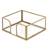 Gold Edge Glass Cocktail Napkin Caddy