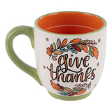 GLORY HAUS Fall Leaves Give Thanks Mug