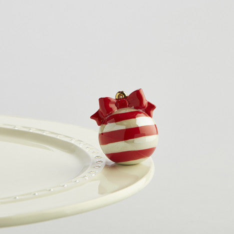 nora fleming red and white stripe ornament mini A171